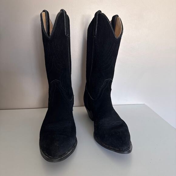 Rodeo Drive Black Suede Leather Cowboy Western Boots Size 7.5 Made in USA - Picture 3 of 12